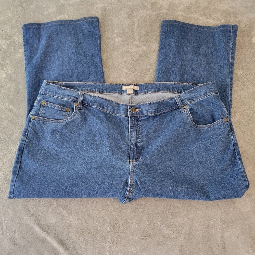 Woman Within 22WP Plus Petite Capri Jeans Medium Blue Denim Stretch CAP25E